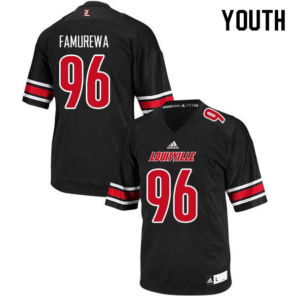 Youth Louisville Cardinals #96 Henry Famurewa College Football Jerseys Sale-Black